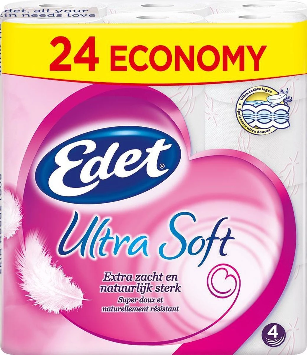 Edet Ultra Soft 4-laags Wc Papier- 24 Rollen 3 Edet Ultra Soft 4-laags Wc Papier- 24 Rollen