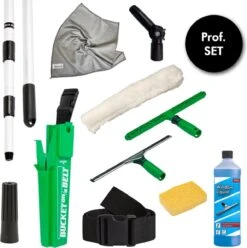 Unger All-IN-ONE Professionele Glasreinigingsset - Telescoopsteel 4m, Raamtrekker, Inwasser, Bucket+Riem, Glasdoek, Window Liquid. & Azella Spons