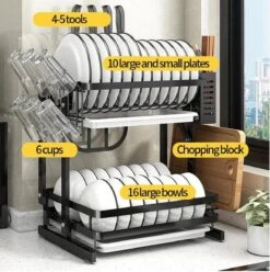 Doogo® Afdruiprek Met Lekbak 2 Laags – Inklapbaar - Muur Hangen Mogelijke - Afwasrek – Met 2 Lekbakken – Extra Accessories Voor Servies En Snijplanken - RVS 21 Doogo® Afdruiprek Met Lekbak 2 Laags – Inklapbaar - Muur Hangen Mogelijke - Afwasrek – Met 2 Lekbakken – Extra Accessories Voor Servies En Snijplanken - RVS -Thuis Winkel 1195x1200 1