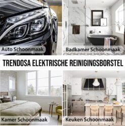 Trendosa Elektrische Schoonmaakborstel - Elektrische Schrobborstel - Poetsmachine - Handborstel - Scrubber- De Badkamer/Keuken/Auto- 10 Opzetstukken Geel -Thuis Winkel 1196x1200 1