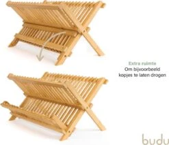 Budu Afdruiprek - Afdruiprekje Van Bamboe Hout - Afdruiprek Voor Afwas - Vaatwasrek - Keukenrek - Inklapbaar - Opvouwbaar - -Thuis Winkel 1200x1037