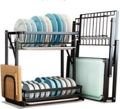 Doogo® Afdruiprek Met Lekbak 2 Laags – Inklapbaar - Muur Hangen Mogelijke - Afwasrek – Met 2 Lekbakken – Extra Accessories Voor Servies En Snijplanken - RVS 17 Doogo® Afdruiprek Met Lekbak 2 Laags – Inklapbaar - Muur Hangen Mogelijke - Afwasrek – Met 2 Lekbakken – Extra Accessories Voor Servies En Snijplanken - RVS -Thuis Winkel 1200x1095