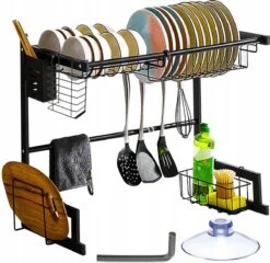 Afdruiprek Droger Zwart Voor Bestek Boven De Gootsteen 65 Cm X 29 Cm X 52 Cm -Thuis Winkel 1200x1167