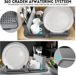 Afdruiprek Met Lekbak - Inclusief Afdruipmat - Opvouwbaar - Afwasrek Met Uitneembare Bestekhouder - Voor Bestek, Borden, Pannen En Schalen 11 Afdruiprek Met Lekbak - Inclusief Afdruipmat - Opvouwbaar - Afwasrek Met Uitneembare Bestekhouder - Voor Bestek, Borden, Pannen En Schalen -Thuis Winkel 1200x1176 4