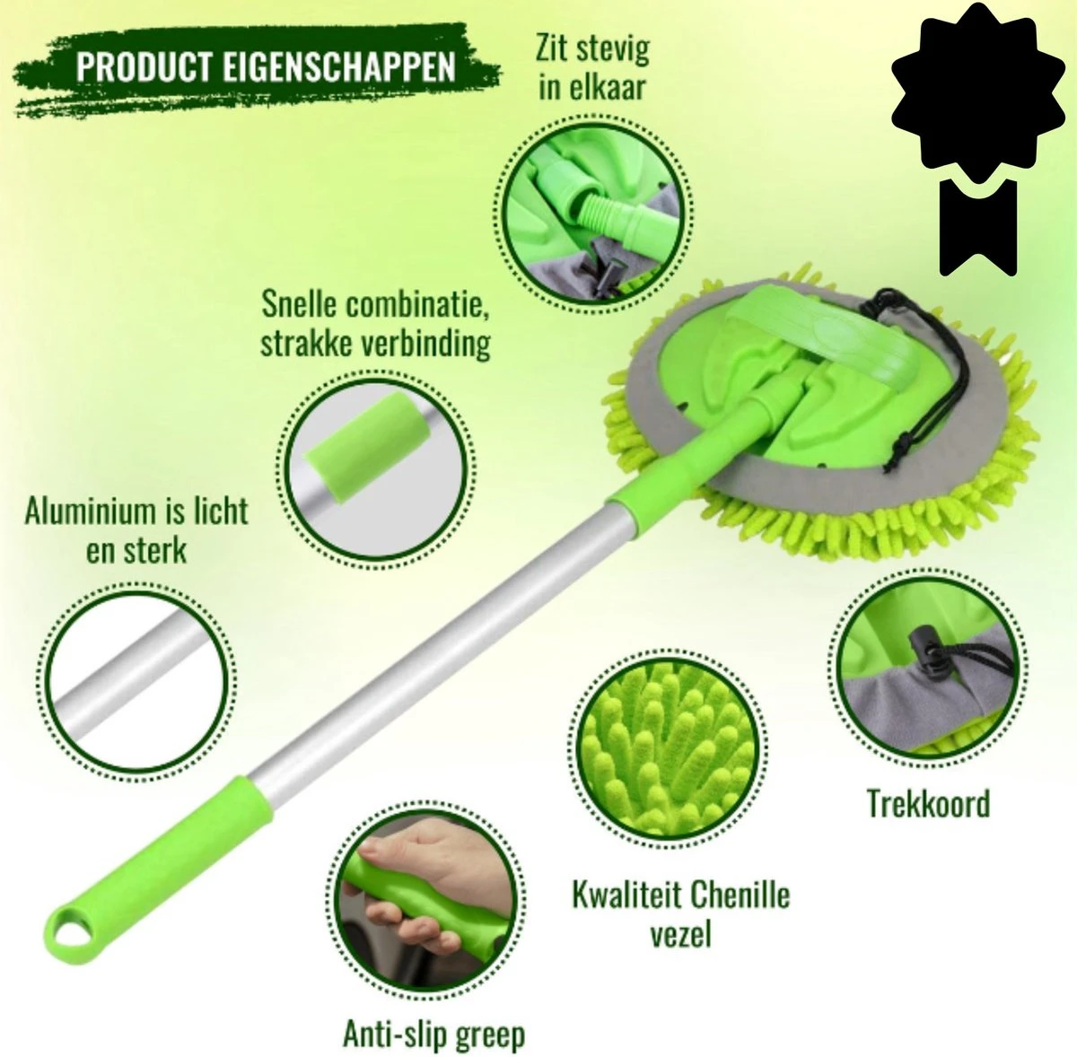 Merkloos Professionele Telescopische Wasborstel + Tonova Pen - Auto Schoonmaakborstel - Anti Slip - Auto, Caravan & Camper - Uitschuifbaar - Groen 4 Merkloos Professionele Telescopische Wasborstel + Tonova Pen - Auto Schoonmaakborstel - Anti Slip - Auto, Caravan & Camper - Uitschuifbaar - Groen - Afbeelding 2