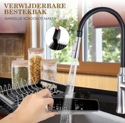 MIRI Afdruiprek – Afwasrek – Uitschuifbaar – Met Lekbak In Gootsteen – Afwas – Roestvrij Staal – Zwart -Thuis Winkel 1200x1185