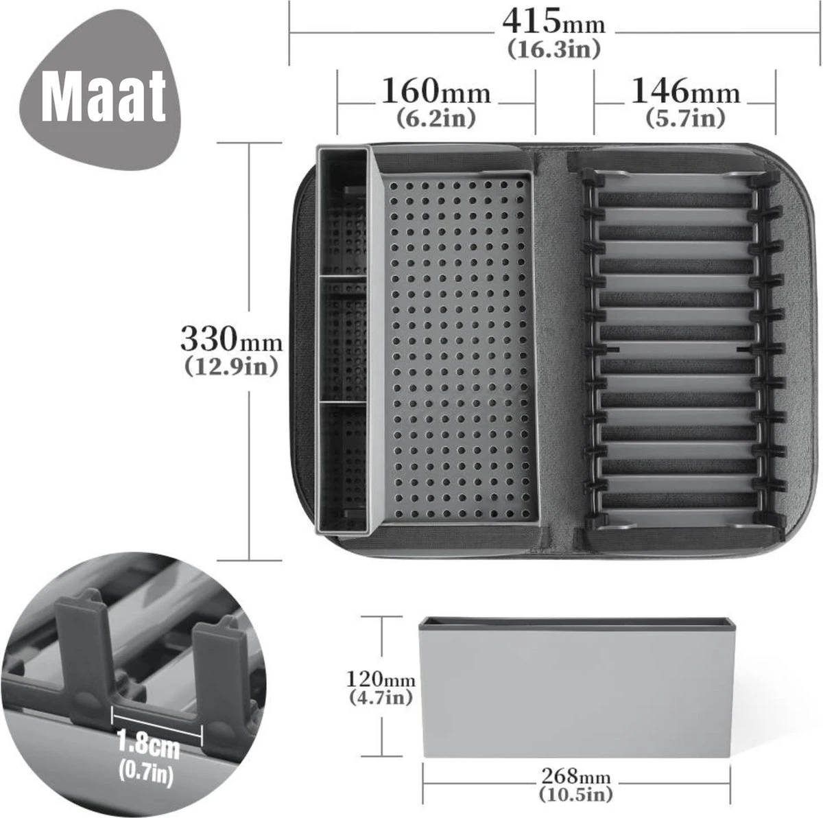 Afdruiprek Met Lekbak - Inclusief Afdruipmat - Opvouwbaar - Afwasrek Met Uitneembare Bestekhouder - Voor Bestek, Borden, Pannen En Schalen 4 Afdruiprek Met Lekbak - Inclusief Afdruipmat - Opvouwbaar - Afwasrek Met Uitneembare Bestekhouder - Voor Bestek, Borden, Pannen En Schalen - Afbeelding 2