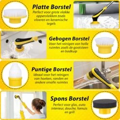 Trendosa Elektrische Schoonmaakborstel - Elektrische Schrobborstel - Poetsmachine - Handborstel - Scrubber- De Badkamer/Keuken/Auto- 10 Opzetstukken Geel -Thuis Winkel 1200x1195 7