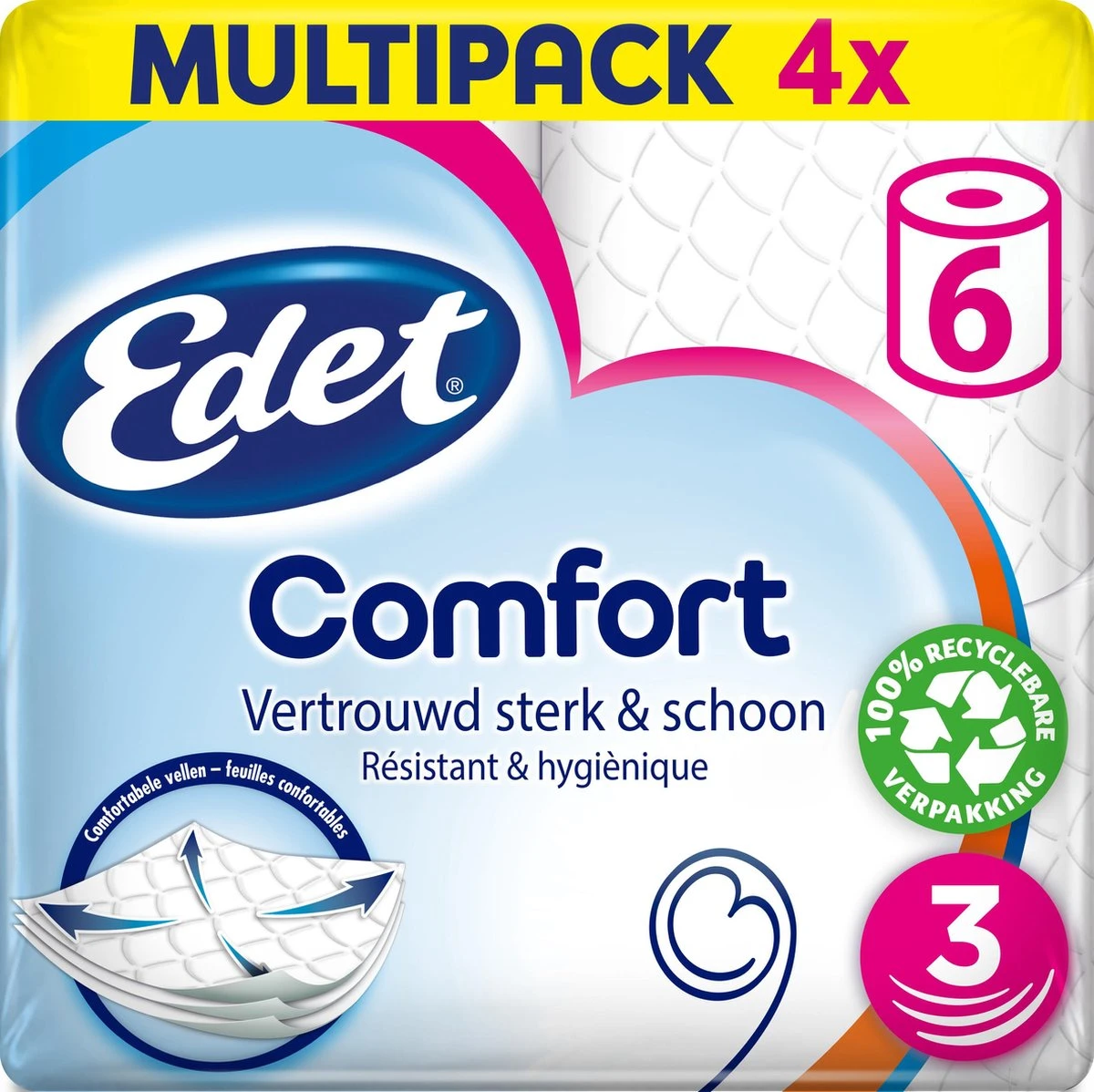 Edet Comfort Toiletpapier - 3-laags - 24 Rollen 3 Edet Comfort Toiletpapier - 3-laags - 24 Rollen