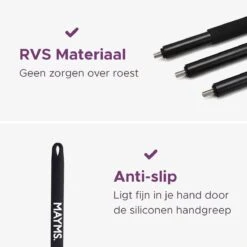 MAYMS® Vloerwisser Badkamer - Vloertrekker - Vloertrekker Met Steel - Floor Wiper - Aftrekker - RVS - Zwart - Design - Wisser - Vloerwisser Douche -Thuis Winkel 1200x1200 1011