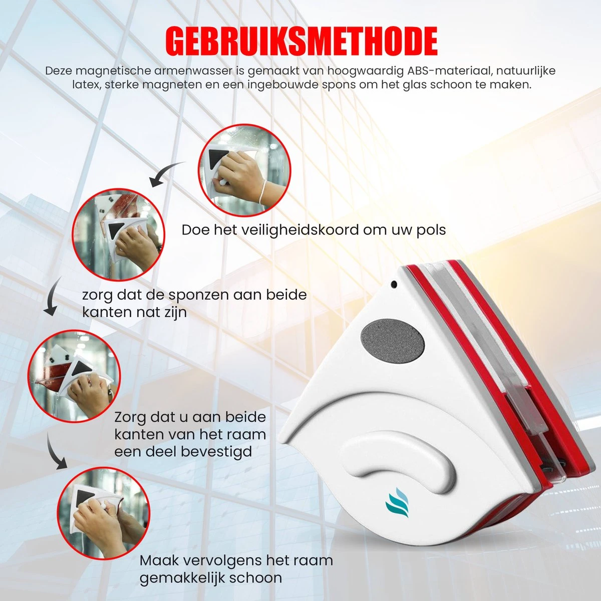 TibaGoods Magnetische Raamwisser Voor Dubbelglas - Ruitenreiniger - Ramenwasser - Magneet Ruitenwisser 5 TibaGoods Magnetische Raamwisser Voor Dubbelglas - Ruitenreiniger - Ramenwasser - Magneet Ruitenwisser - Afbeelding 3