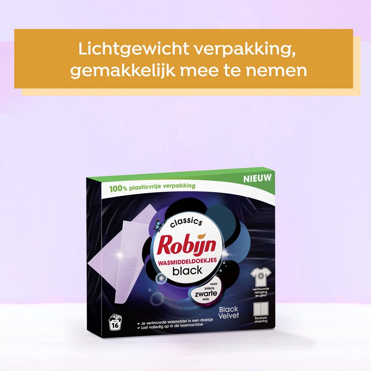 Robijn Classics Black Velvet Wasmiddeldoekjes - 4 X 16 Wasstrips - Voordeelverpakking 6 Robijn Classics Black Velvet Wasmiddeldoekjes - 4 X 16 Wasstrips - Voordeelverpakking - Afbeelding 4