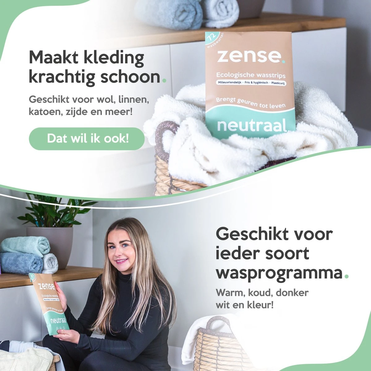 Zense Eco Wasmiddel Wasstrips - 72 Grote Wasbeurten - Ocean Breeze 4 Zense Eco Wasmiddel Wasstrips - 72 Grote Wasbeurten - Ocean Breeze - Afbeelding 2