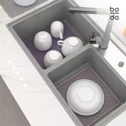 BODO Gootsteenmat Siliconen Donker Grijs - 30.5 X 30.5 Cm - Keuken Accessoires - Gootsteen Beschermer - Onderzetters Siliconen - Anti Kras - Gootsteen Accessoires -Thuis Winkel 1200x1200 460