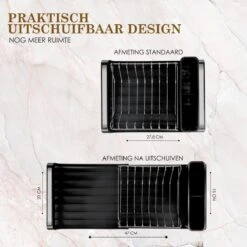 MIRI Afdruiprek – Afwasrek – Uitschuifbaar – Met Lekbak In Gootsteen – Afwas – Roestvrij Staal – Zwart -Thuis Winkel 1200x1200 488