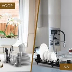 MIRI Afdruiprek – Afwasrek – Uitschuifbaar – Met Lekbak In Gootsteen – Afwas – Roestvrij Staal – Zwart -Thuis Winkel 1200x1200 490