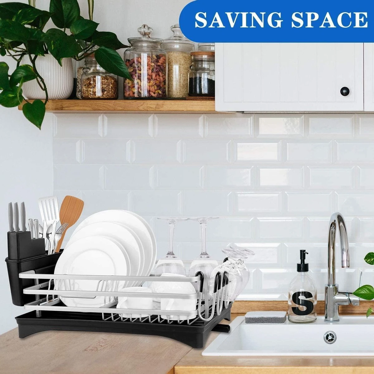 Doogo® Afdruiprek Met Bestekkorf En Lekbak Voor Keukenborden En Bestek Afdruiprek Met Draaibare Uitloop 8 Doogo® Afdruiprek Met Bestekkorf En Lekbak Voor Keukenborden En Bestek Afdruiprek Met Draaibare Uitloop - Afbeelding 6