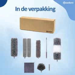 Woodoro Ragebol Uitschuifbaar Complete 9-Delige Set - Verstelbare Telescoopsteel - Plumeau - RVS - Zwart & Grijs -Thuis Winkel 1200x1200 573