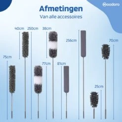 Woodoro Ragebol Uitschuifbaar Complete 9-Delige Set - Verstelbare Telescoopsteel - Plumeau - RVS - Zwart & Grijs -Thuis Winkel 1200x1200 575