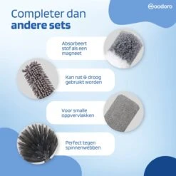 Woodoro Ragebol Uitschuifbaar Complete 9-Delige Set - Verstelbare Telescoopsteel - Plumeau - RVS - Zwart & Grijs -Thuis Winkel 1200x1200 576