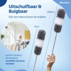 Woodoro Ragebol Uitschuifbaar Complete 9-Delige Set - Verstelbare Telescoopsteel - Plumeau - RVS - Zwart & Grijs -Thuis Winkel 1200x1200 579