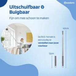 Woodoro Ragebol Uitschuifbaar Complete 9-Delige Set - Verstelbare Telescoopsteel - Plumeau - RVS - Zwart & Grijs -Thuis Winkel 1200x1200 580