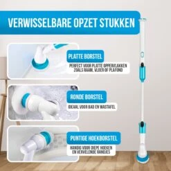 Strex Elektrische Schoonmaakborstel - Draadloze Schrobborstel - Schrobber - 3 Opzetstukken - Telescoopsteel - Poetsmachine Met Krachtige Accu -Thuis Winkel 1200x1200 583