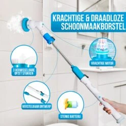 Strex Elektrische Schoonmaakborstel - Draadloze Schrobborstel - Schrobber - 3 Opzetstukken - Telescoopsteel - Poetsmachine Met Krachtige Accu -Thuis Winkel 1200x1200 584