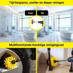 Merkloos 4-delige Borstelset Voor Boormachine - Inclusief Verlengstuk - Opzetborstels - Schrobborstel - Schuurborstel - Schoonmaakborstel - Tapijtreiniger - Brush - Geel - Gratis Verzending -Thuis Winkel 1200x1200 589