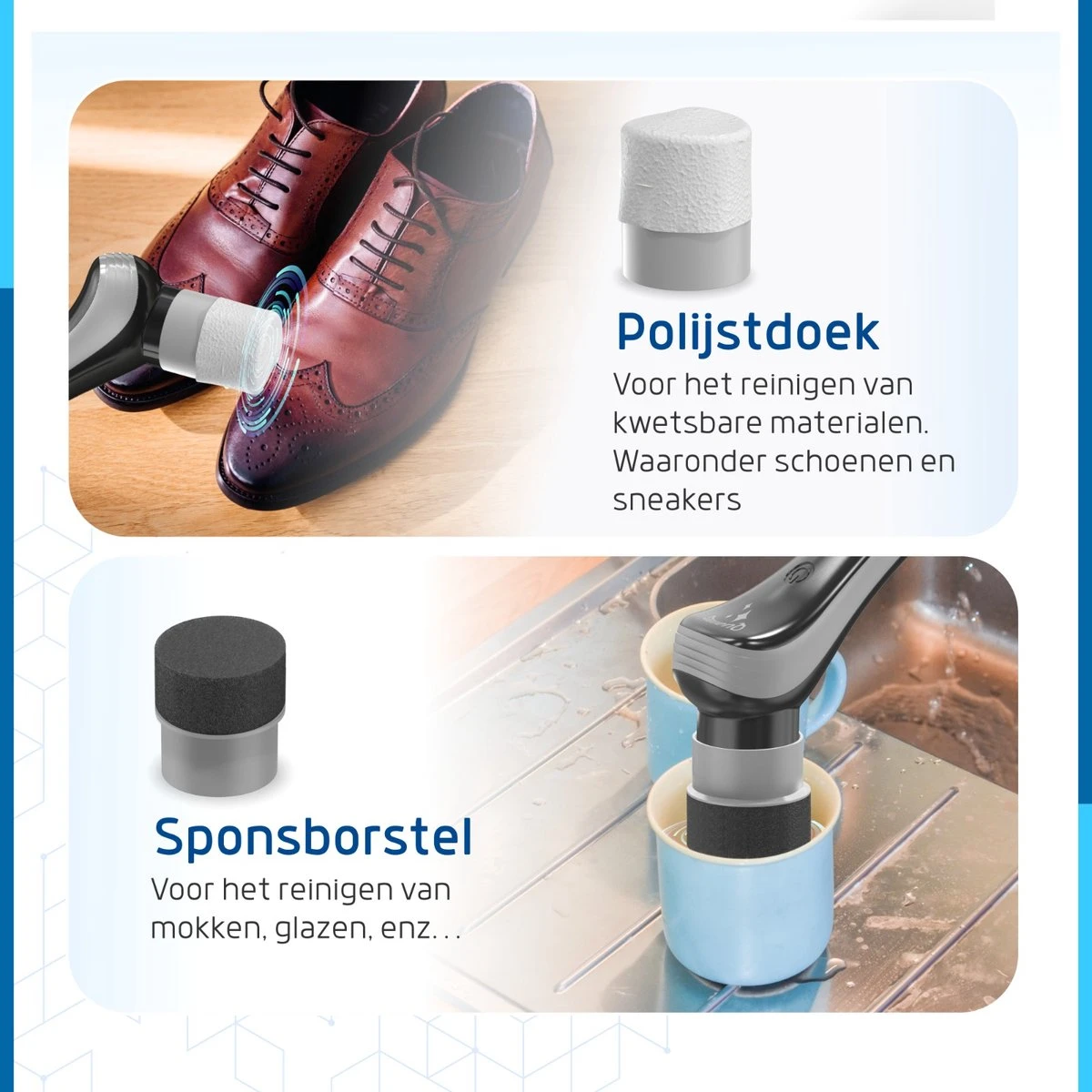 Qualitics Elektrische Schoonmaakborstel - Roterende Polijstmachine - Schrobborstel - Poetsmachine - Vloerreiniger Met 10 Opzetstukken 12 Qualitics Elektrische Schoonmaakborstel - Roterende Polijstmachine - Schrobborstel - Poetsmachine - Vloerreiniger Met 10 Opzetstukken - Afbeelding 10