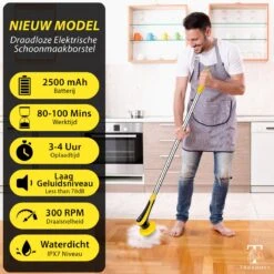 Trendosa Elektrische Schoonmaakborstel - Elektrische Schrobborstel - Poetsmachine - Handborstel - Scrubber- De Badkamer/Keuken/Auto- 10 Opzetstukken Geel -Thuis Winkel 1200x1200 603
