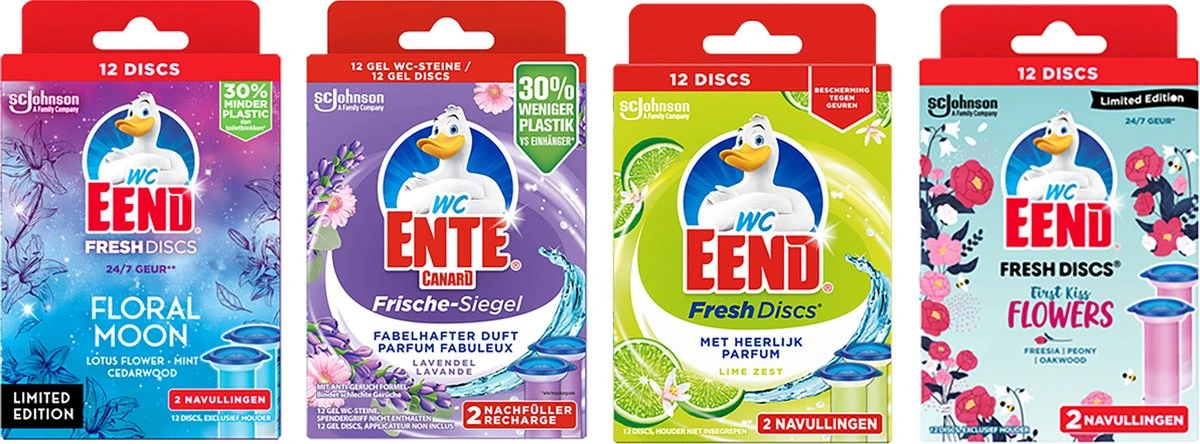 Wc Eend Fresh Discs Navulling Floral Moon + Lime + First Kiss+ Lavandel 4 X 12 Discs 3 Wc Eend Fresh Discs Navulling Floral Moon + Lime + First Kiss+ Lavandel 4 X 12 Discs