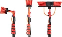 Umuzi Cleaning Telescopische Waterborstel - Uitschuifbare Schrobborstel Voor Ramen, Gevel En Huis - 1,3 Tot 4,6 Meter - Reiniger Met 4 Uitschuifbare Delen - Zeepdispenser Met Doseerknop -Thuis Winkel 1200x728
