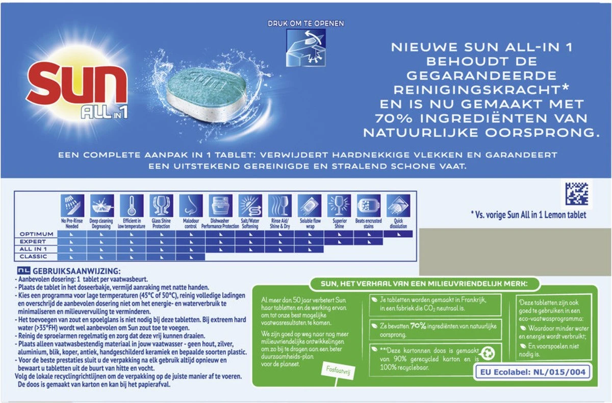 SUN® Sun All-In-1 Citroen Vaatwastabletten - 7 X 24 Tabletten - Voordeelverpakking 4 SUN® Sun All-In-1 Citroen Vaatwastabletten - 7 X 24 Tabletten - Voordeelverpakking - Afbeelding 2