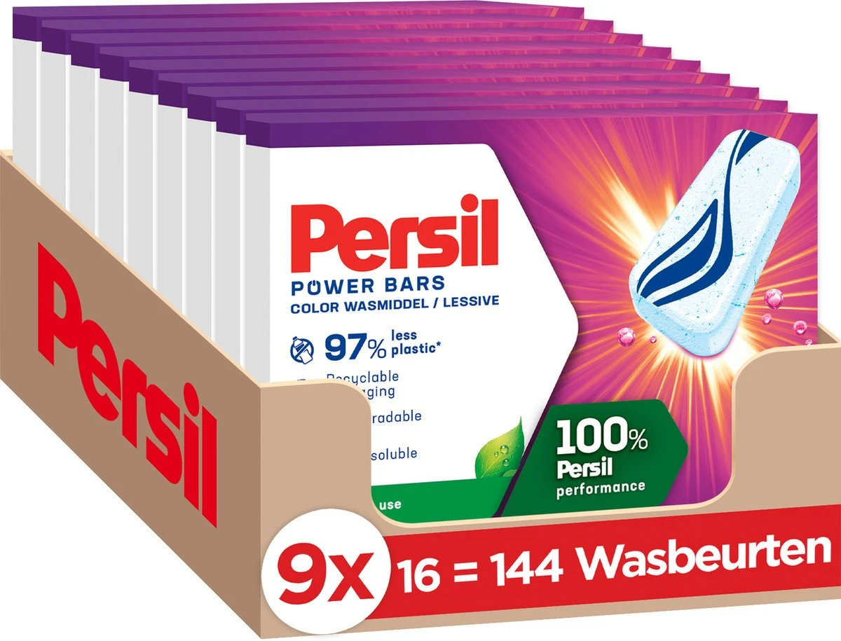 Persil® Persil Power Bars Kleur Wasmiddel - Voordeelverpakking - 9 X 16 Wasbeurten 3 Persil® Persil Power Bars Kleur Wasmiddel - Voordeelverpakking - 9 X 16 Wasbeurten