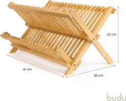 Budu Afdruiprek - Afdruiprekje Van Bamboe Hout - Afdruiprek Voor Afwas - Vaatwasrek - Keukenrek - Inklapbaar - Opvouwbaar - -Thuis Winkel 1200x963