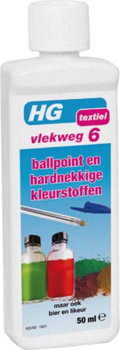 HG Vlekweg 6 - 50ml- Voor O.a. Vlekken Van Ballpoint & Hardnekkige Kleurstoffen -Thuis Winkel 411x1200