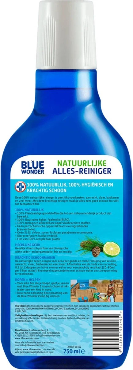 Blue Wonder 100% Natuurlijke Allesreiniger Witte Ceder Grootverpakking - 6x 750 Ml Fles Met Dop (4,5 Liter) 4 Blue Wonder 100% Natuurlijke Allesreiniger Witte Ceder Grootverpakking - 6x 750 Ml Fles Met Dop (4,5 Liter) - Afbeelding 2