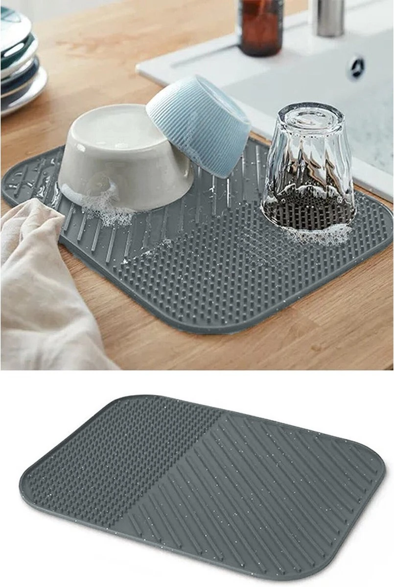 Alpina Afdruipmat - Droogmat - Siliconen - 26,5x34,5 Cm - Grijs 2 Alpina Afdruipmat - Droogmat - Siliconen - 26,5x34,5 Cm - Grijs