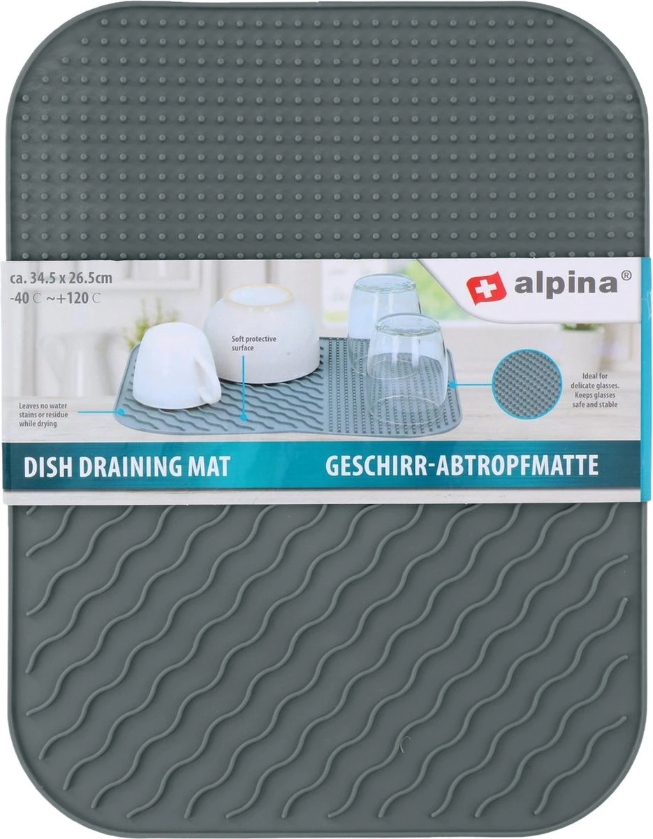 Alpina Afdruipmat - Droogmat - Siliconen - 26,5x34,5 Cm - Grijs 5 Alpina Afdruipmat - Droogmat - Siliconen - 26,5x34,5 Cm - Grijs - Afbeelding 4